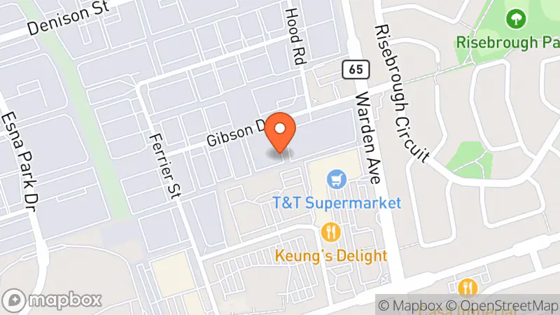 Map showing location of 105 Gibson Thrift Store