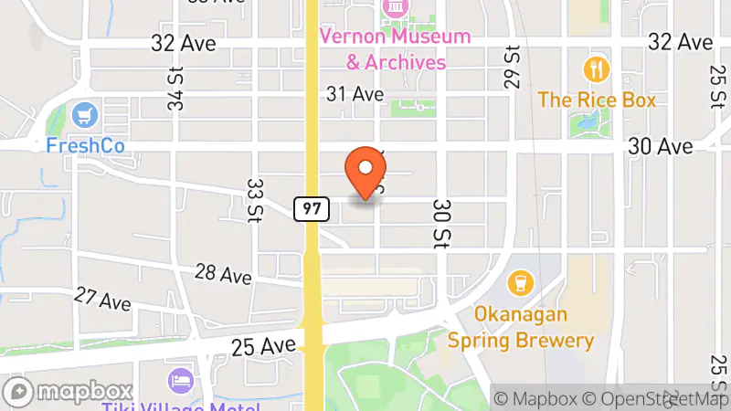 Map showing location of Animal Auxiliary Thrift Store