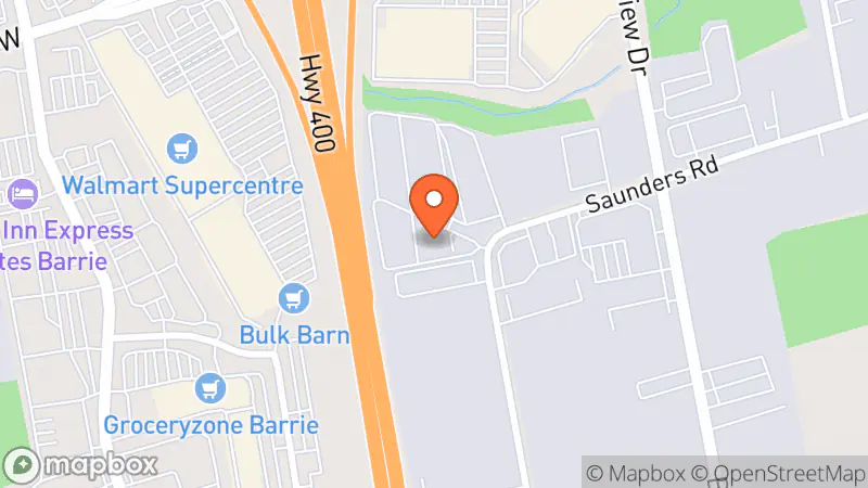 Map showing location of Barrie Thrift Warehouse