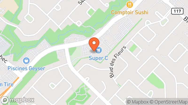 Map showing location of Boîte de dons de vêtements - Blainville - Fondation La Collecte - M051