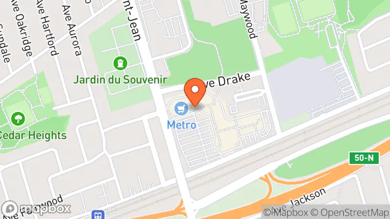 Map showing location of Boutiques d'occasion pour NOVA/Thrift Shops for NOVA - Plaza Pointe Claire