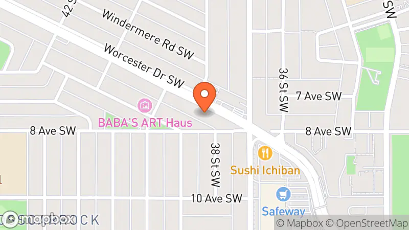 Map showing location of Calgary Bow Trail Goodwill Donation Centre
