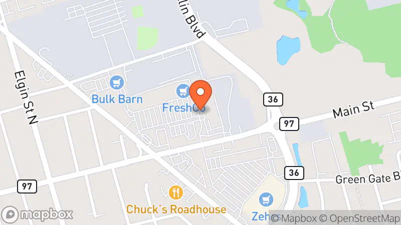 Map showing location of Cambridge Thrift Store
