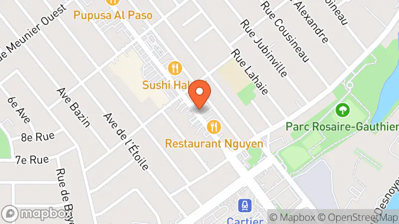 Map showing location of Carrefour Des Aubaines