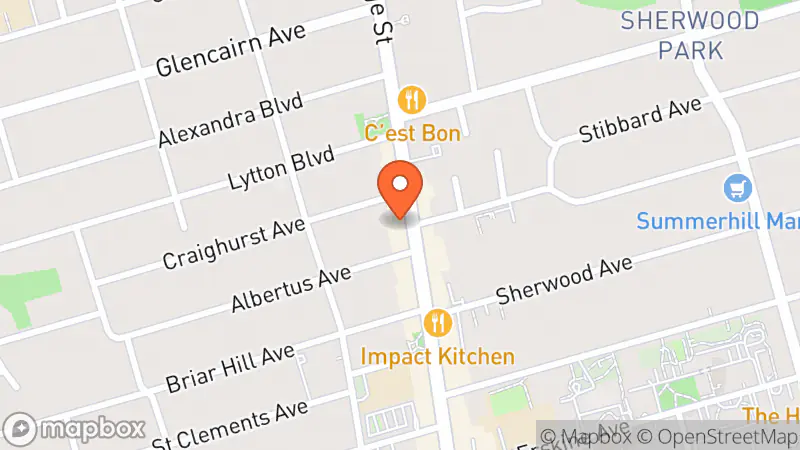 Map showing location of Club Monaco North Yonge