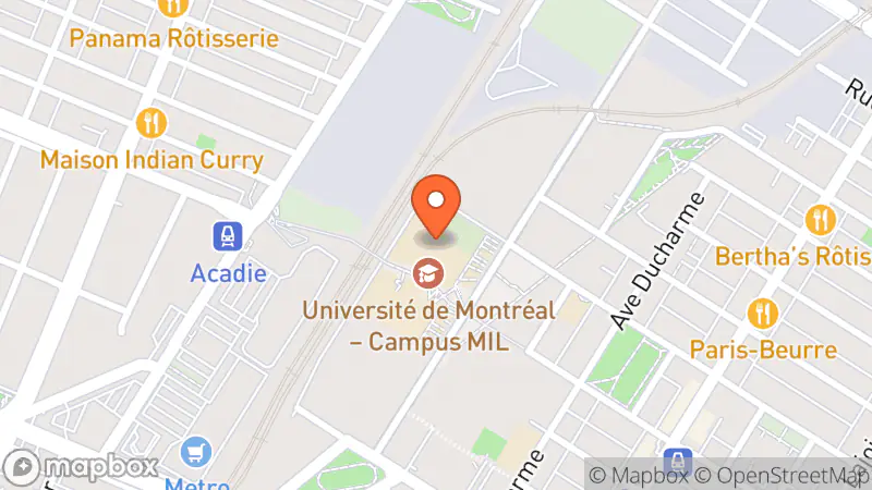 Map showing location of Comptoir FAÉCUM Campus MIL - Kiosque de Livres Usagés (KLU)