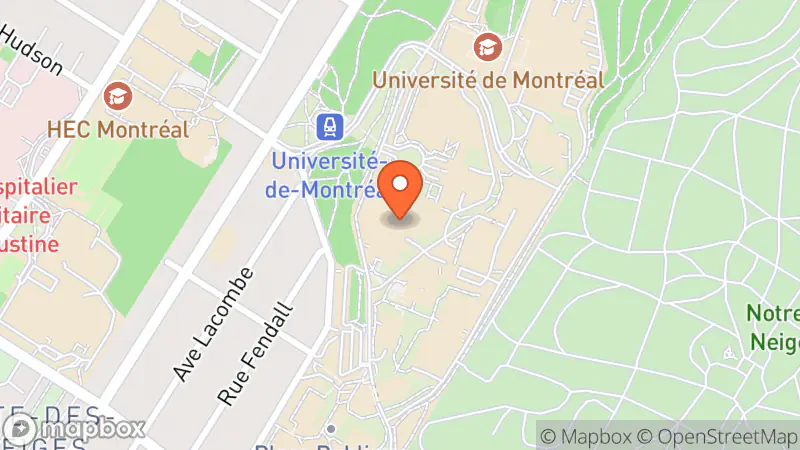 Map showing location of Comptoir FAÉCUM Roger-Gaudry - Kiosque de livres usagés (KLU)