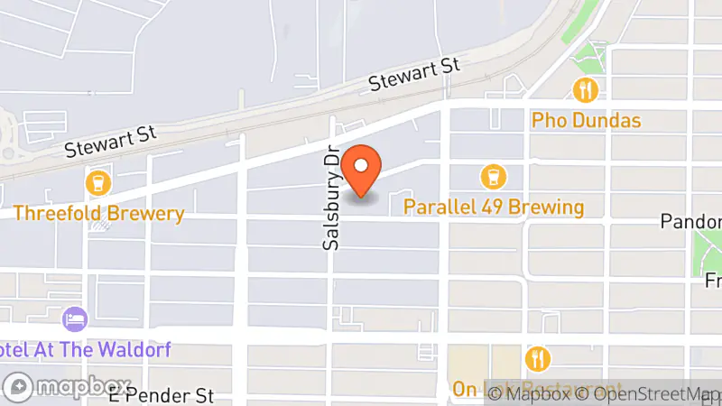 Map showing location of Cozy Couch Drops Vancouver