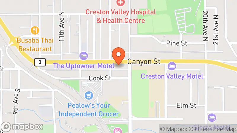 Map showing location of Creston Mission Thrift Store