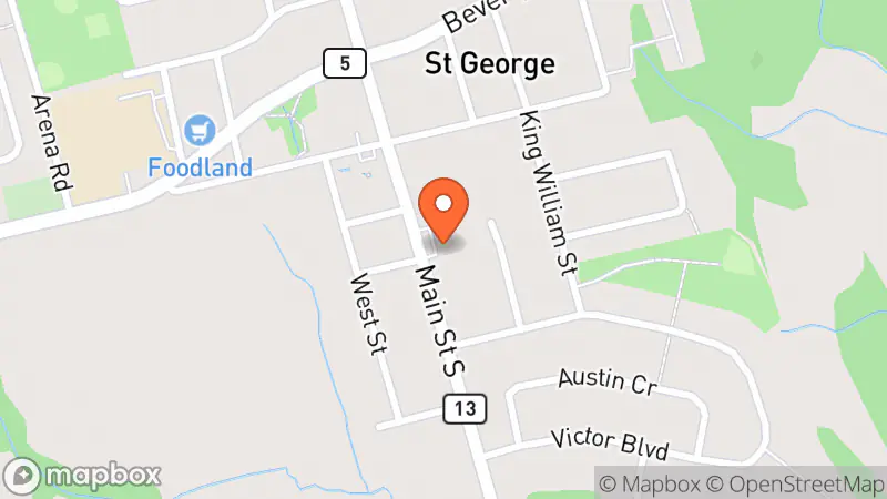 Map showing location of Deja Blue RCS Thift Store