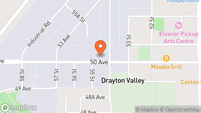 Map showing location of Drayton Valley Healthcare Thrift Shop
