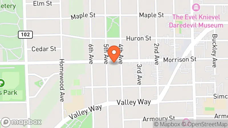 Map showing location of East Coast Pickers Thrift Store