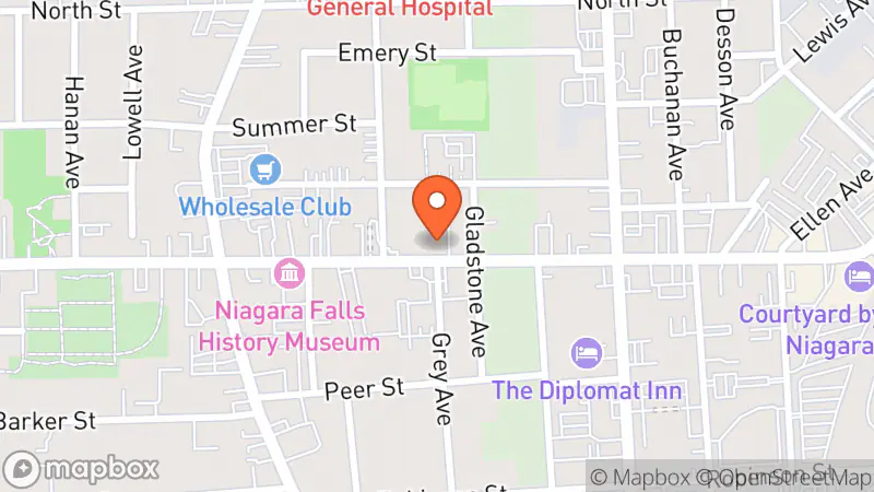 Map showing location of Evergreen Thrift Store