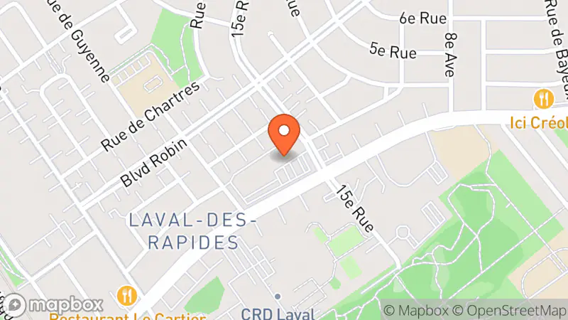 Map showing location of Friperie Grand Coeur Laval