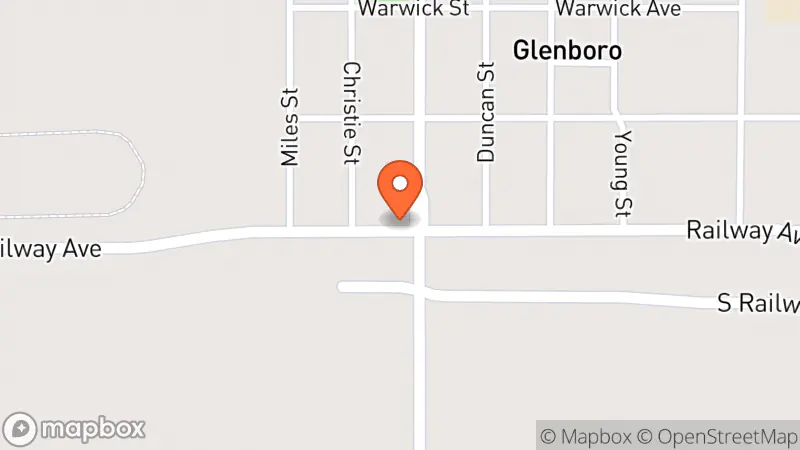 Map showing location of Glenboro Thrift Store