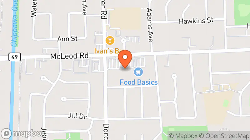 Map showing location of Goodwill Niagara