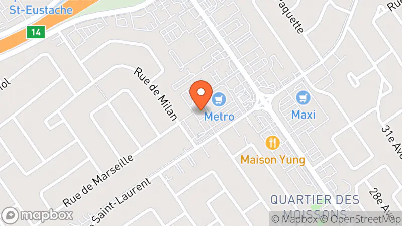 Map showing location of Grenier Populaire des Basses-Laurentides