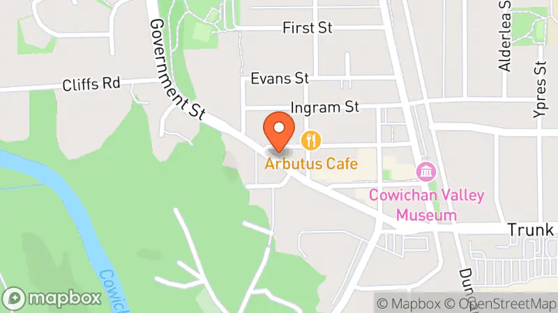 Map showing location of Habitat for Humanity Duncan Restore