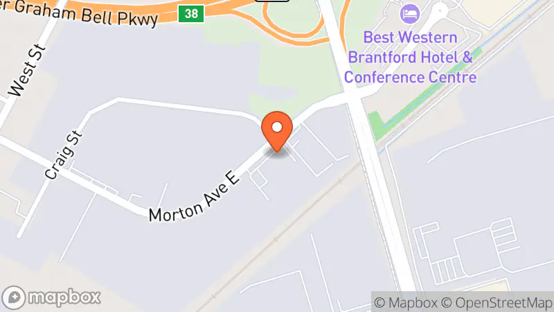 Map showing location of Habitat for Humanity Heartland Ontario - Brantford ReStore
