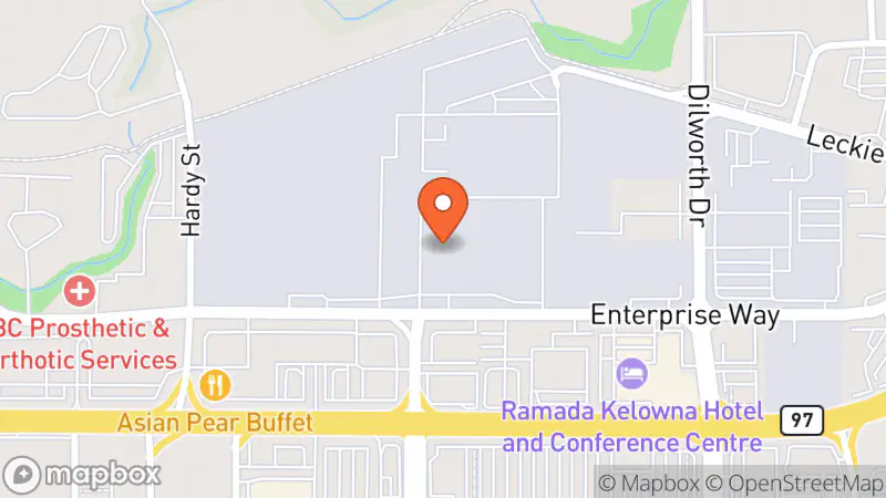 Map showing location of Habitat for Humanity Kelowna (ReStore)