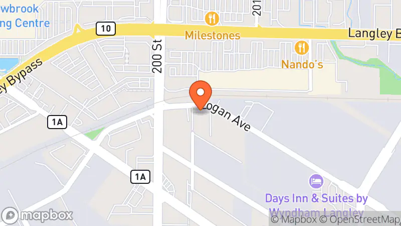 Map showing location of Habitat for Humanity Langley Restore