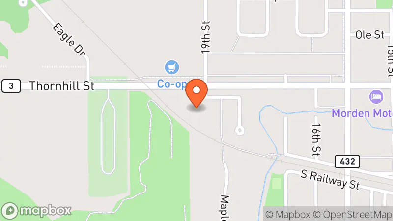 Map showing location of Hope Thrift Store