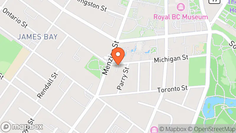Map showing location of James Bay United Church Thrift Shop
