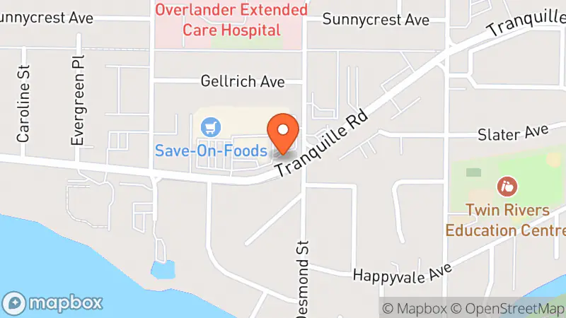 Map showing location of Kamloops Hospice Assn