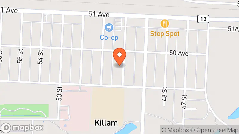 Map showing location of Killam Twice Nice Store Society