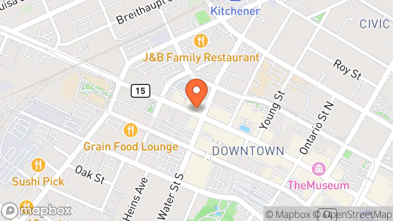 Map showing location of KW Bookstore