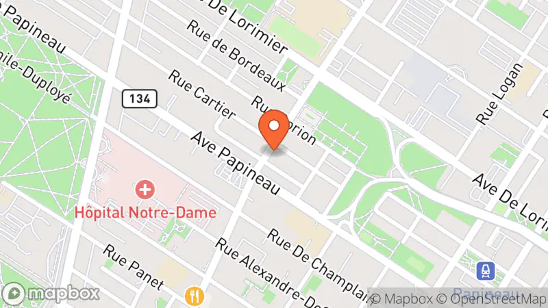 Map showing location of La Chiffonnière friperie et café