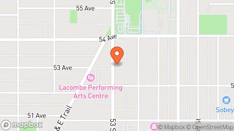 Map showing location of Lacombe Community Food Bank