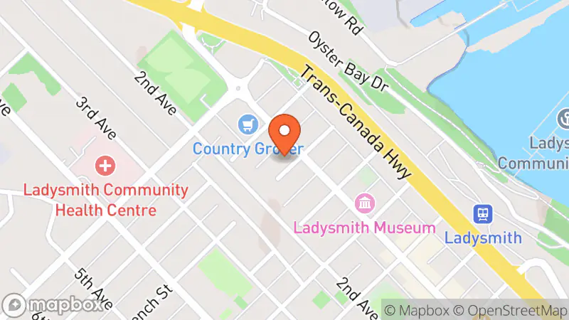 Map showing location of Ladysmith Health Care Auxiliary Thrift Store