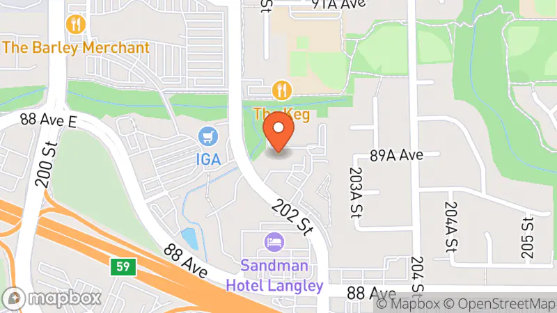 Map showing location of Langley Hospice Thrift Store