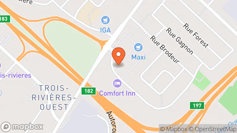 Map showing location of Le Centre de dons communautaire du Village des Valeurs