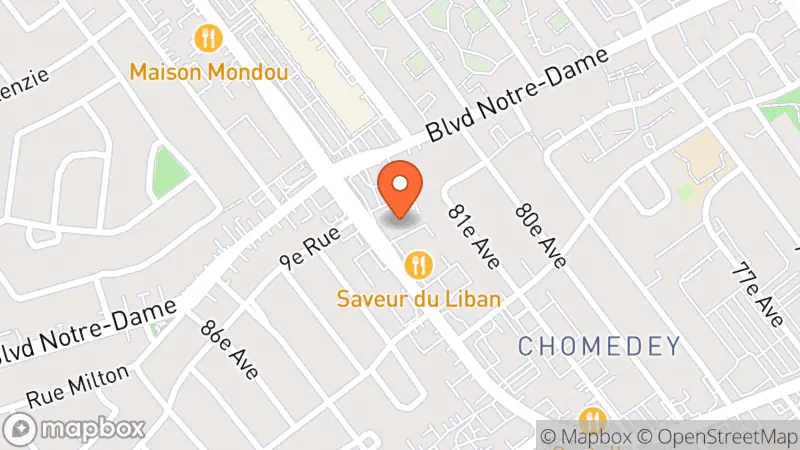 Map showing location of Le Centre de dons communautaire du Village des Valeurs