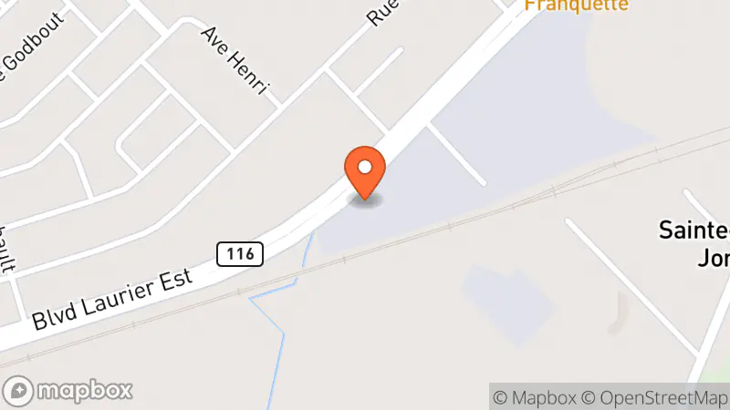 Map showing location of Les Trésors du futur, librairie de livres usagés St-Hyacinthe