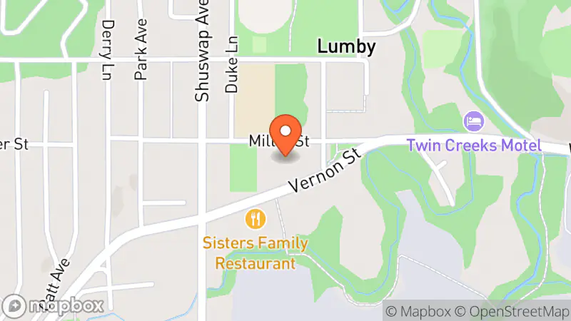 Map showing location of Lumby Community Thrift Store Society