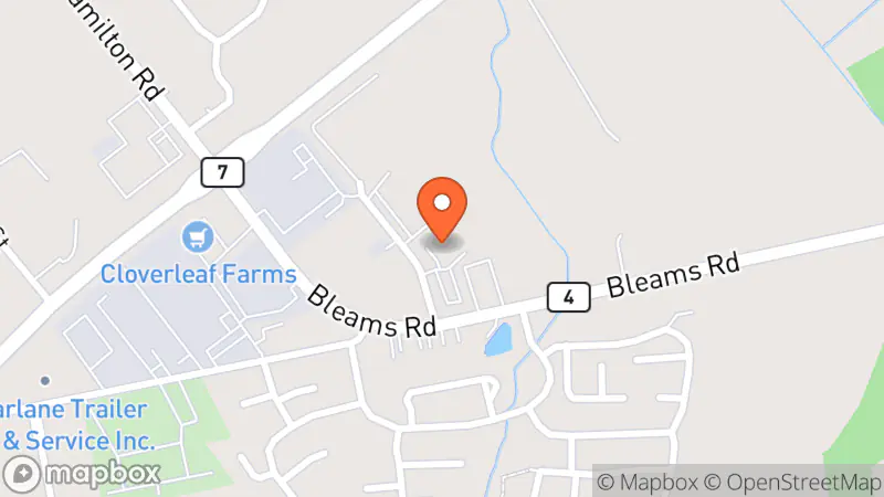 Map showing location of MCC New Hamburg Thrift Centre