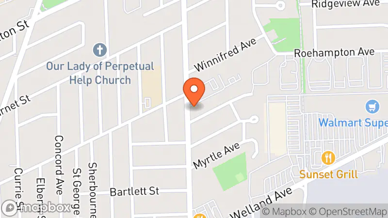 Map showing location of MCC Thrift, St. Catharines