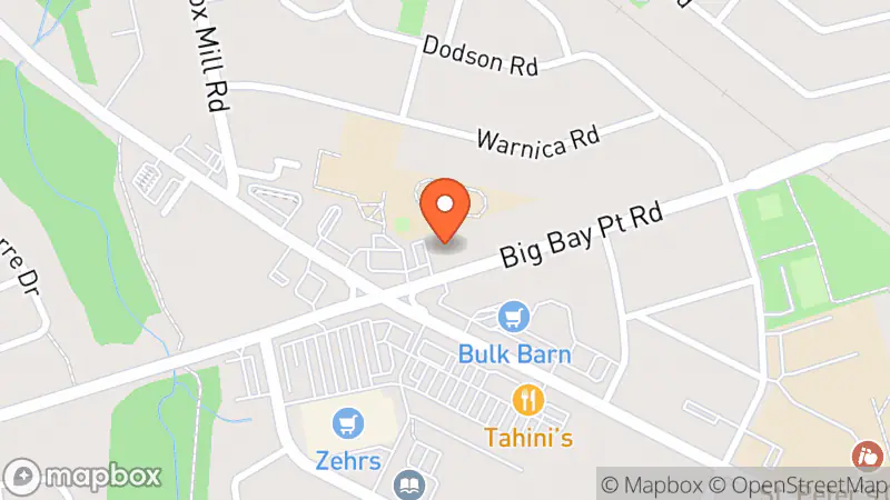 Map showing location of Mission Thrift Store • Barrie