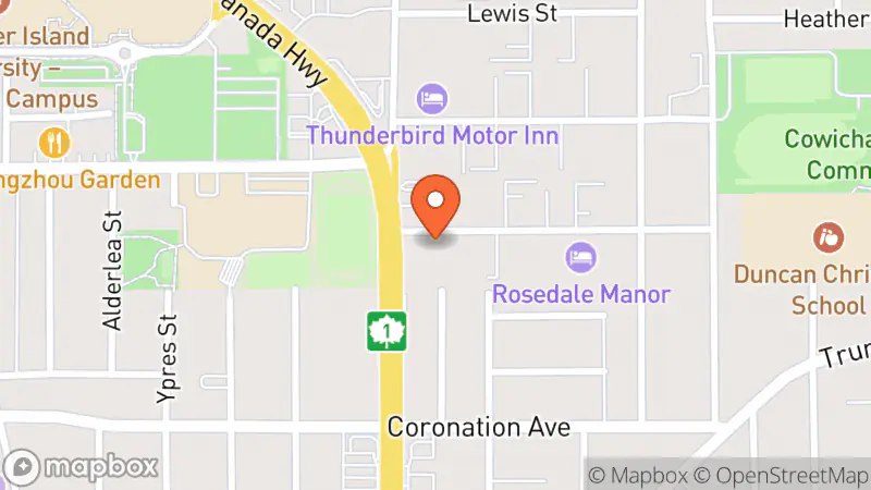 Map showing location of Mission Thrift Store Duncan
