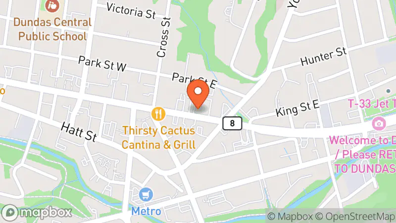 Map showing location of Mission Thrift Store • Dundas