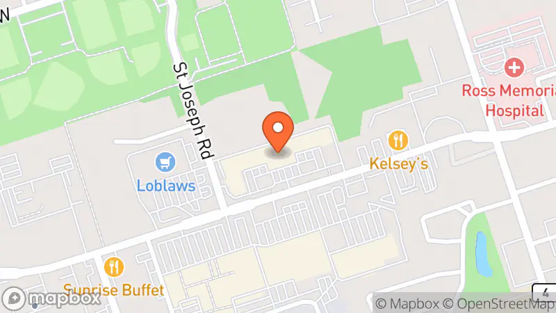 Map showing location of Mission Thrift Store • Lindsay