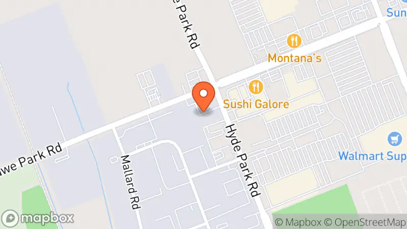 Map showing location of Mission Thrift Store London North