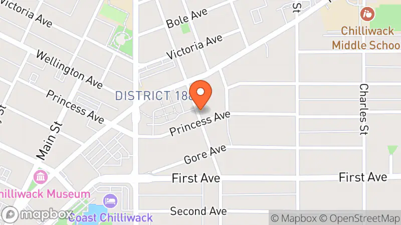 Map showing location of Mission Thriftstore Chilliwack Nowel St.