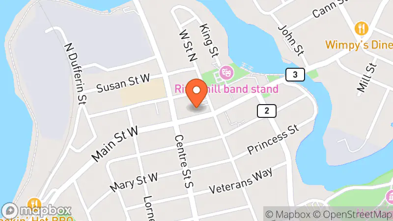 Map showing location of Muskoka Vintage Finds (inside Gifts 4 Friends)