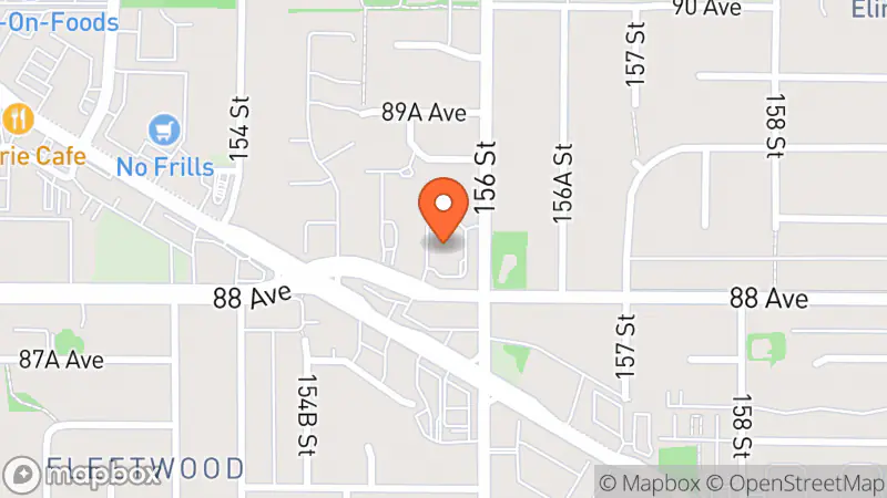 Map showing location of Northwood United Church Thrift Store