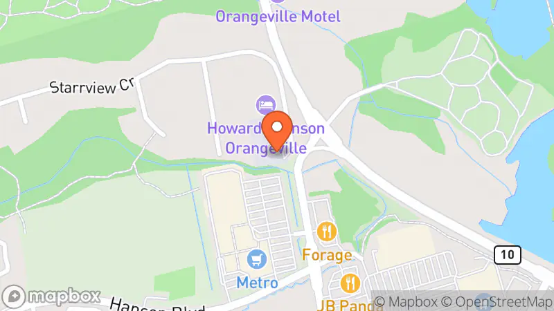 Map showing location of Orangeville ReStore (Habitat for Humanity Halton-Mississauga-Dufferin)