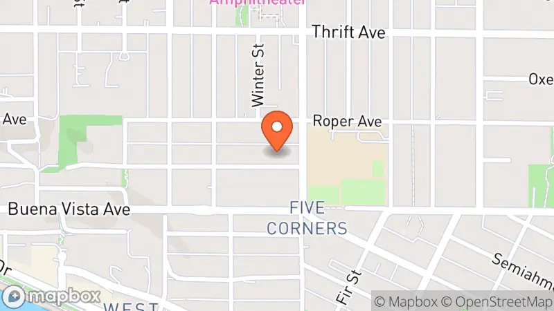 Map showing location of Peace Arch Hospital Auxiliary Superfluity Thrift Store